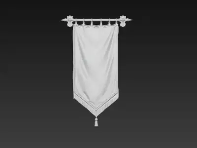 Medieval Wall Banner Cloth - PBR Decorative Hanging Flag Low-poly 3D model