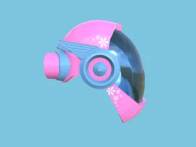 SciFi Helmet 07 - Pink Girl Robot - Character Design Fashion Low-poly 3D model