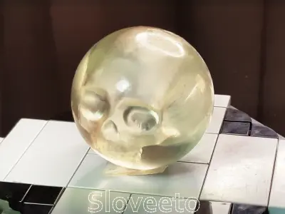 Transparent Skull Ball with Intricate Detailing 3D print model
