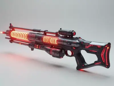 Charged Futuristic Laser Rifle 3D Model SciFi Energy Weapon Low-poly 3D model