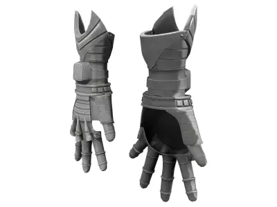 Female Black Sci-Fi Futuristic Armour Gloves Low-poly 3D model