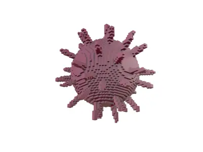 Voxel Virus v2 003 Low-poly 3D model