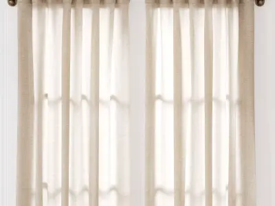 Curtain HE-No 08 Curtain With Swing Arm Rods 02 3D model