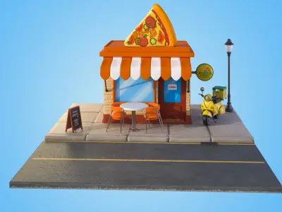 Cartoon Pizza House 3D model