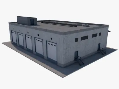 industrial building warehouse 2 3D model