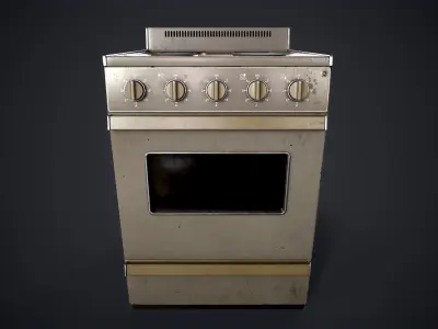 Old electric stove Low-poly 3D model