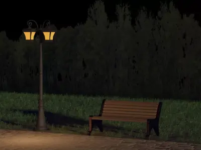 Wooden Bench 3D model