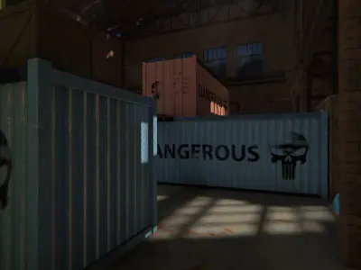 FPS Hangar - tournament map Low-poly 3D model