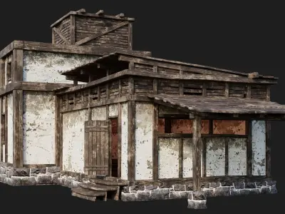 Old House Building 4K Textures GameReady 162 Low-poly 3D model