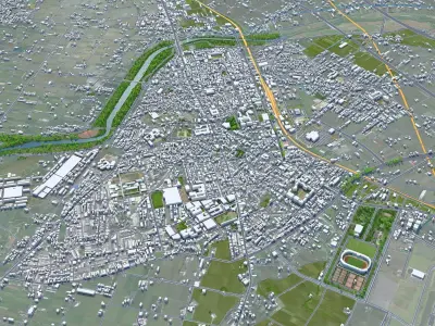 Yilan Full County Taiwan 50km AI Low-poly 3D model