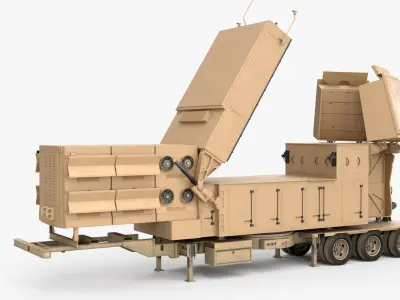  Used Tactical Radar Trailer Dusty Finish Rigged for Maya 