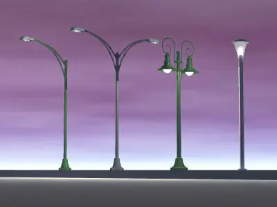 Street lamps set 3D model