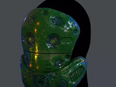 Gas mask helmet scifi Low-poly character art game space  Low-poly 3D model order