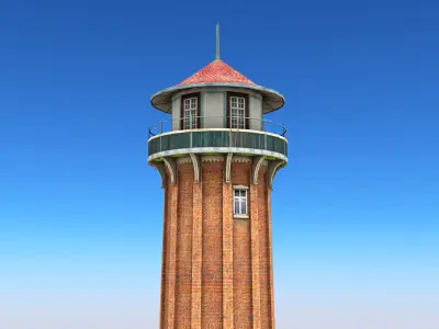 Tall Water Tower Low-poly 3D model