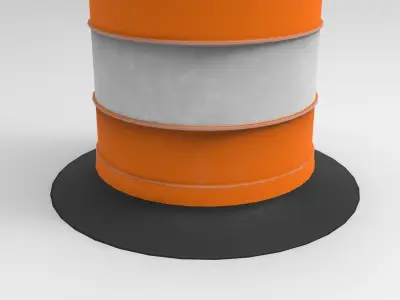 Traffic Cone Barrel Low-poly 3D model