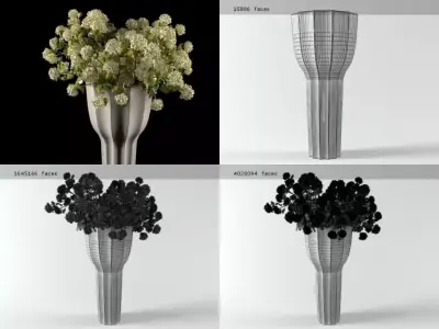 L vases with flowers 3D model
