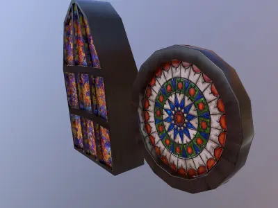 Low Poly Gothic Windows  Free low-poly 3D model