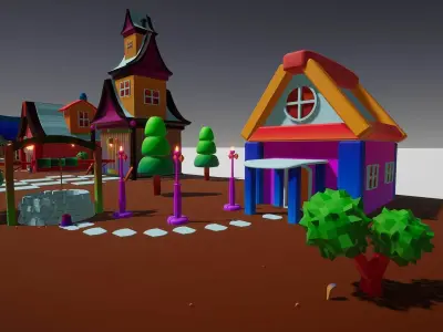 Fantasy Low Poly Environment 3D model