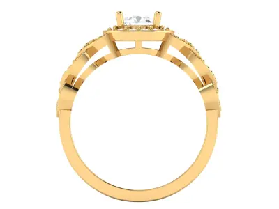 Antique Zircon Engagement Ring with Milgrain Gold Finish 3D print model