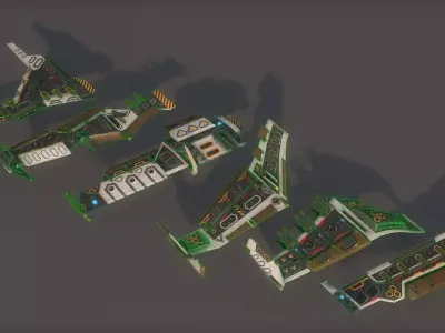 Spacecraft Wing Pack Low-poly 3D model