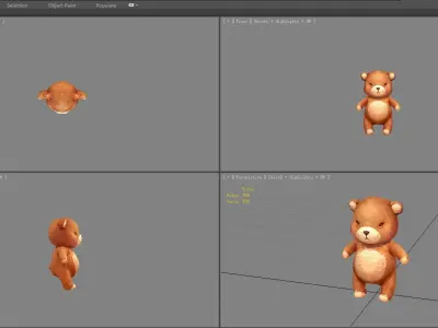 cartoon light brown toy bear Low-poly 3D model