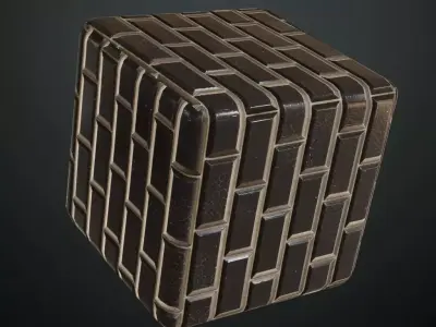 Glossy Obsidian Vertical Subway Tiles PBR Seamless Texture