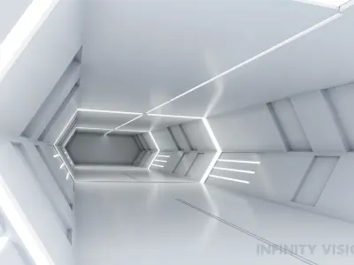 low poly scifi corridor 01 Low-poly 3D model