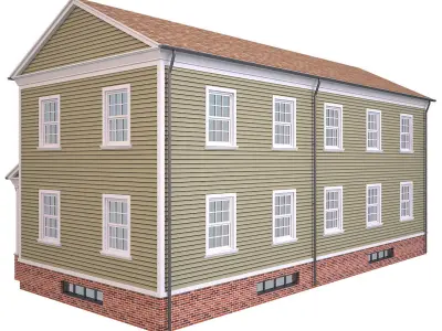 House 3 two story with porch Low-poly 3D model