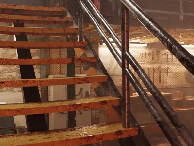 Sci-Fi Mechanical Workshop Low-poly 3D model