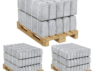 Road curbs of three types on a pallet 3D model