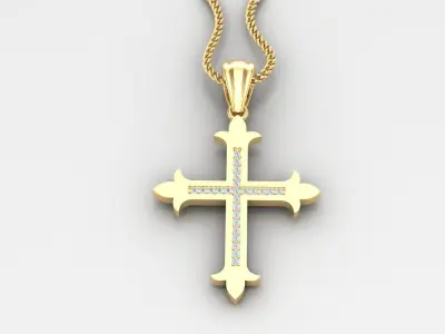 High Cross Pendant Light Gold 18K 4CP090 3D print model