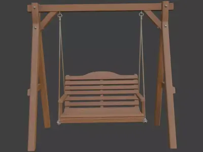 Wooden Porch Swing 3D model