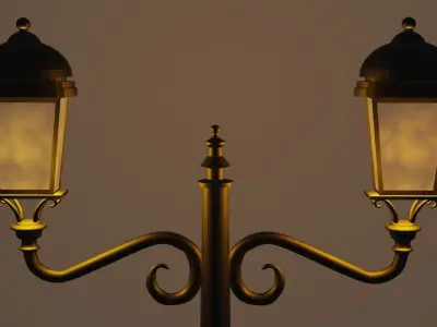 Lantern in the park with light PBR Game-ready Low-poly 3D model buy