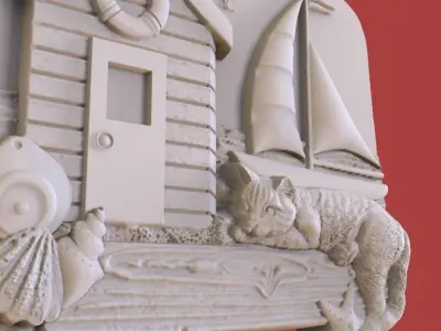 Lazy Cat on the beach 3D print model