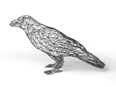 Crow Wireframe Low-poly 3D model