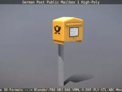 German Post Public Mailbox 1 High-Poly Version  3D model