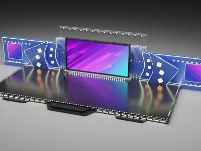 Entertainment Concert Event Stage 3D Model with Light 3D model