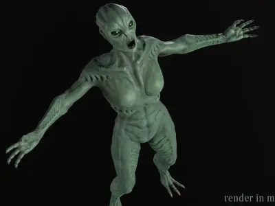 Alien monster girl Low-poly 3D model