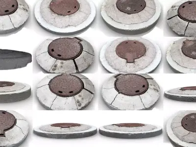 Sewer Manholes 3D Model Pack