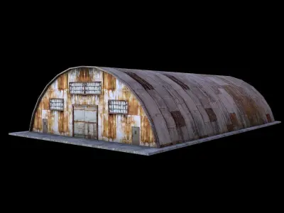 Hangar old rusty barn Low-poly 3D model