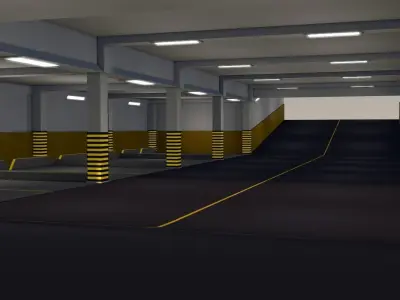 Parking underground  Low-poly 3D model