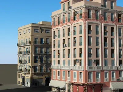 Building Collection 17-20 Low-poly 3D model