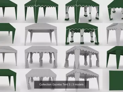 Collection Gazebo Tent 3 3D Model Pack