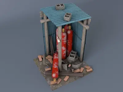 Scrap gas bottel asset Low-poly 3D model