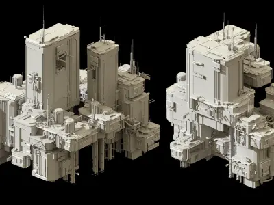 Sci-Fi Buildings Pack - 30 Buildings 3D model