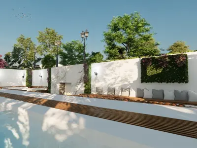 villa house with swimming pool 3D model buy