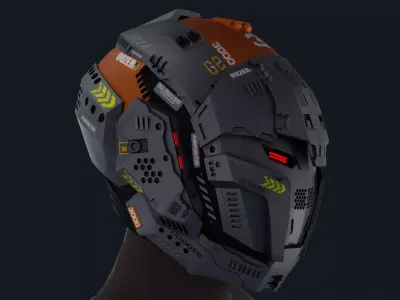 Sci-Fi Helmet 3D model 4