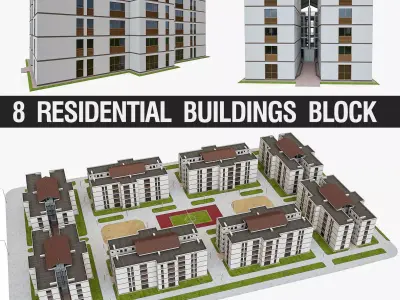 Apartment Block 3D model purchase