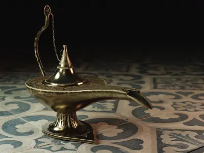 Aladdin Lamp Lowpoly PBR Low-poly 3D model