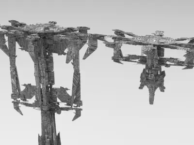 Moon base platforms 2 designs 3D model